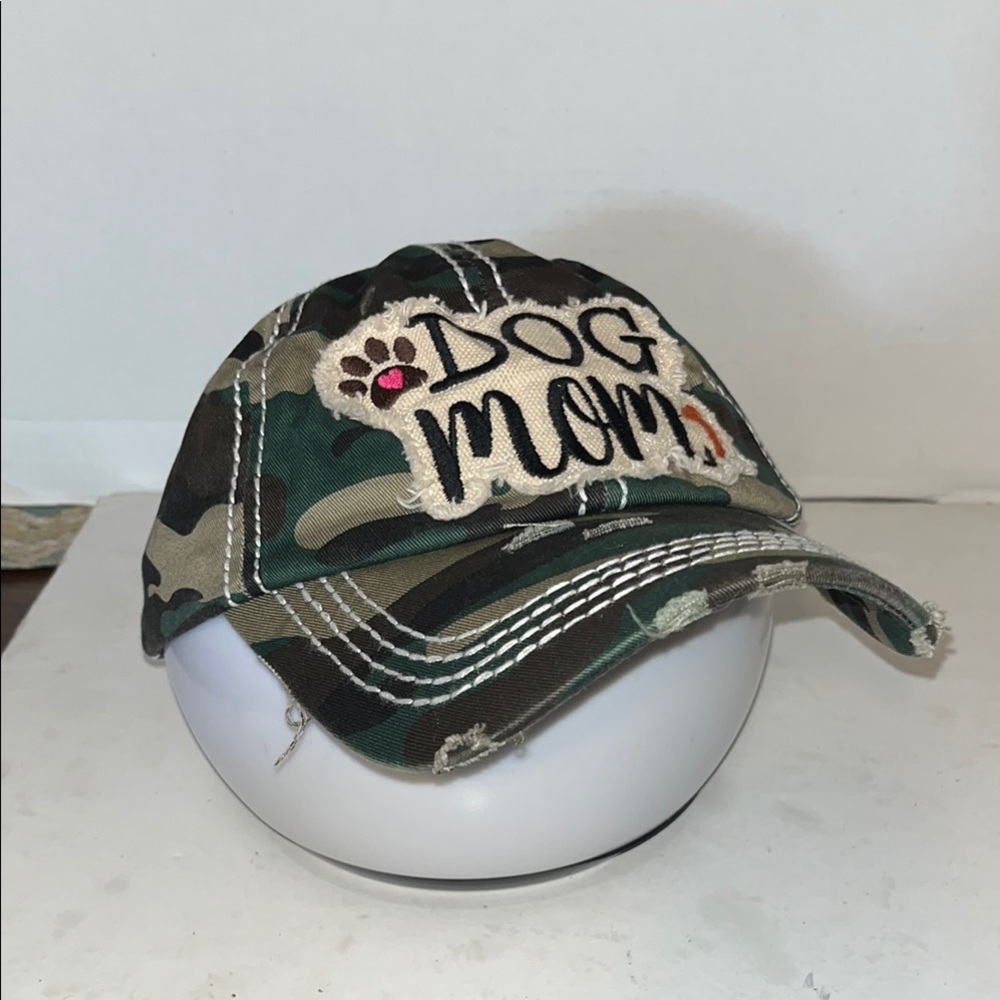 Green and Brown Camouflage Hat with Distressed Style